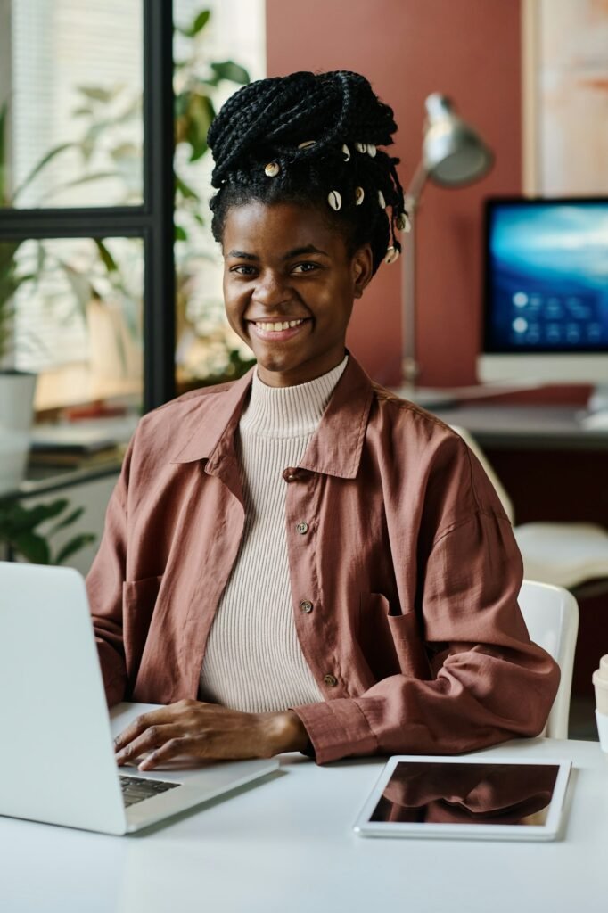 Young successful female AI designer